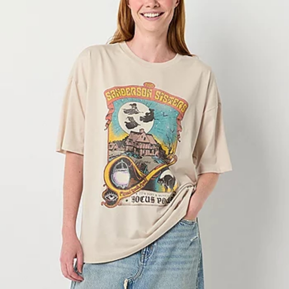 A3 Hocus Pocus Oversized Tee Womens Crew Neck Short Sleeve Hocus Pocus Medium